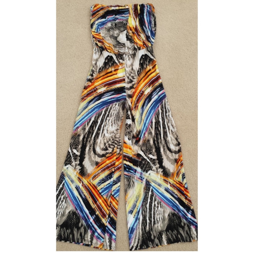 SALE !!! Plus Leopard Strapless Wide Leg Jumpsuit - Picture 5 of 6